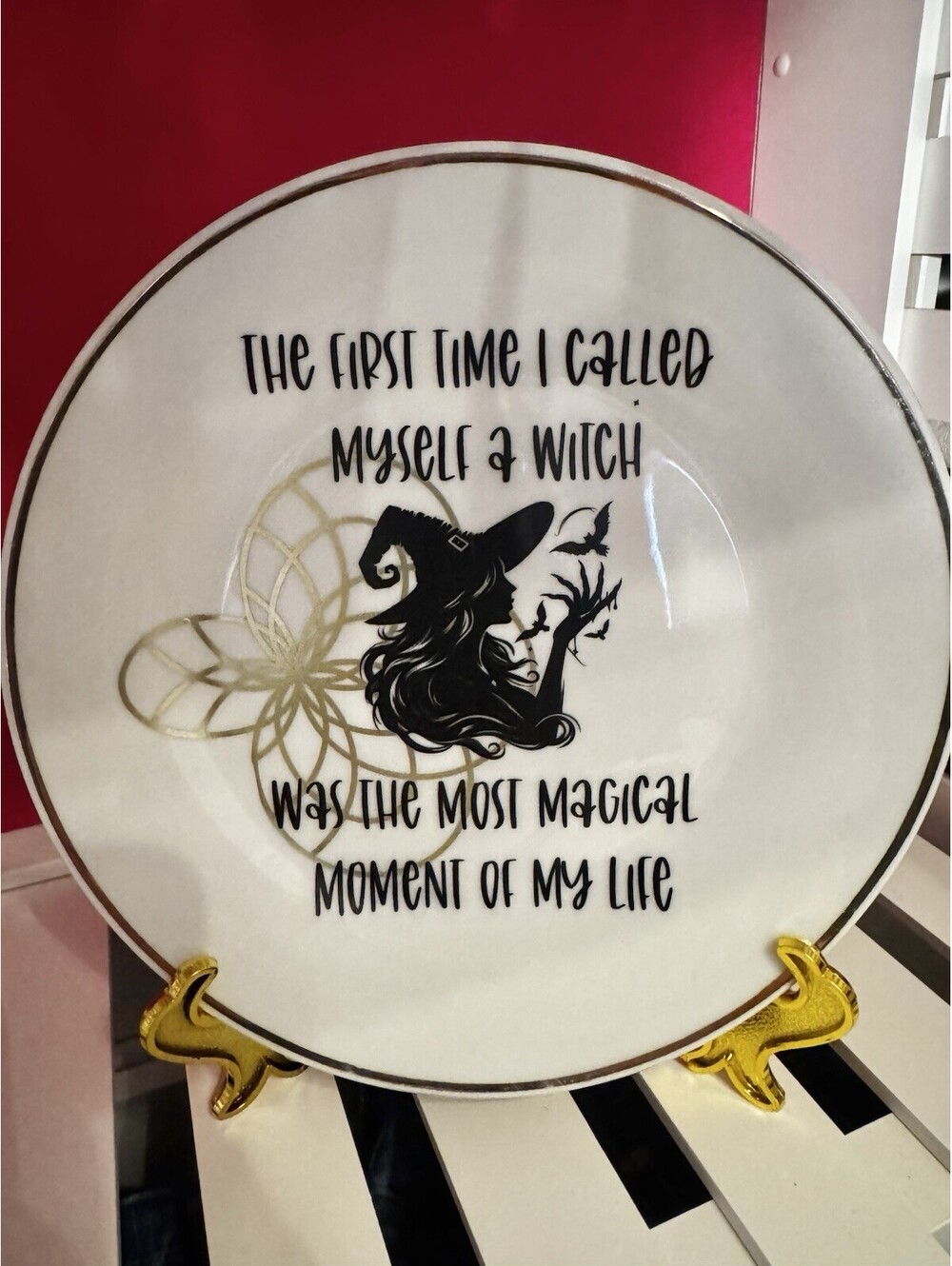 Handmade Gift Funny Witch Humor Unique Present Antique Plate Collectable